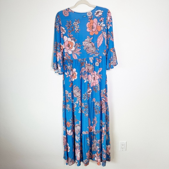 Maaji Floret Myla Kimono Blue Floral Cover Up Maxi Dress Size‎ Small - Picture 11 of 14